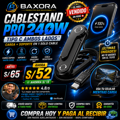 NUEVO CableStand Pro 240W Tipo C Ambos Lados™